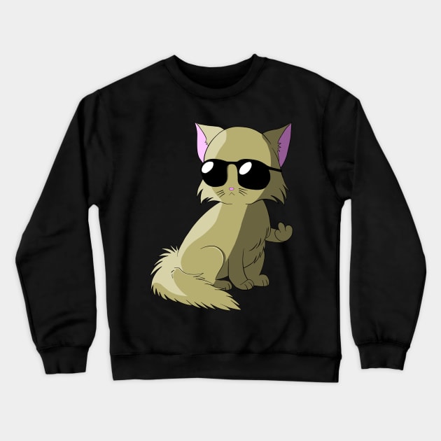 cool Persian Cat Kitty shows Middle Finger Crewneck Sweatshirt by ro83land